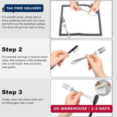 7Pcs Silver Cleaning Kit，with 4Pcs Ultra-Soft Brushes & 2Pcs Polish Cloths & 1Pc