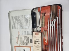 Vintage Sears Gun Cleaning Kit Ted Williams Orange Metal Case