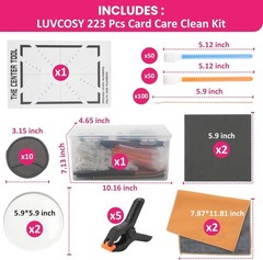 Trading Card Care Cleaning Kit 223 Pcs with Grading and Flattening Tools for TCG
