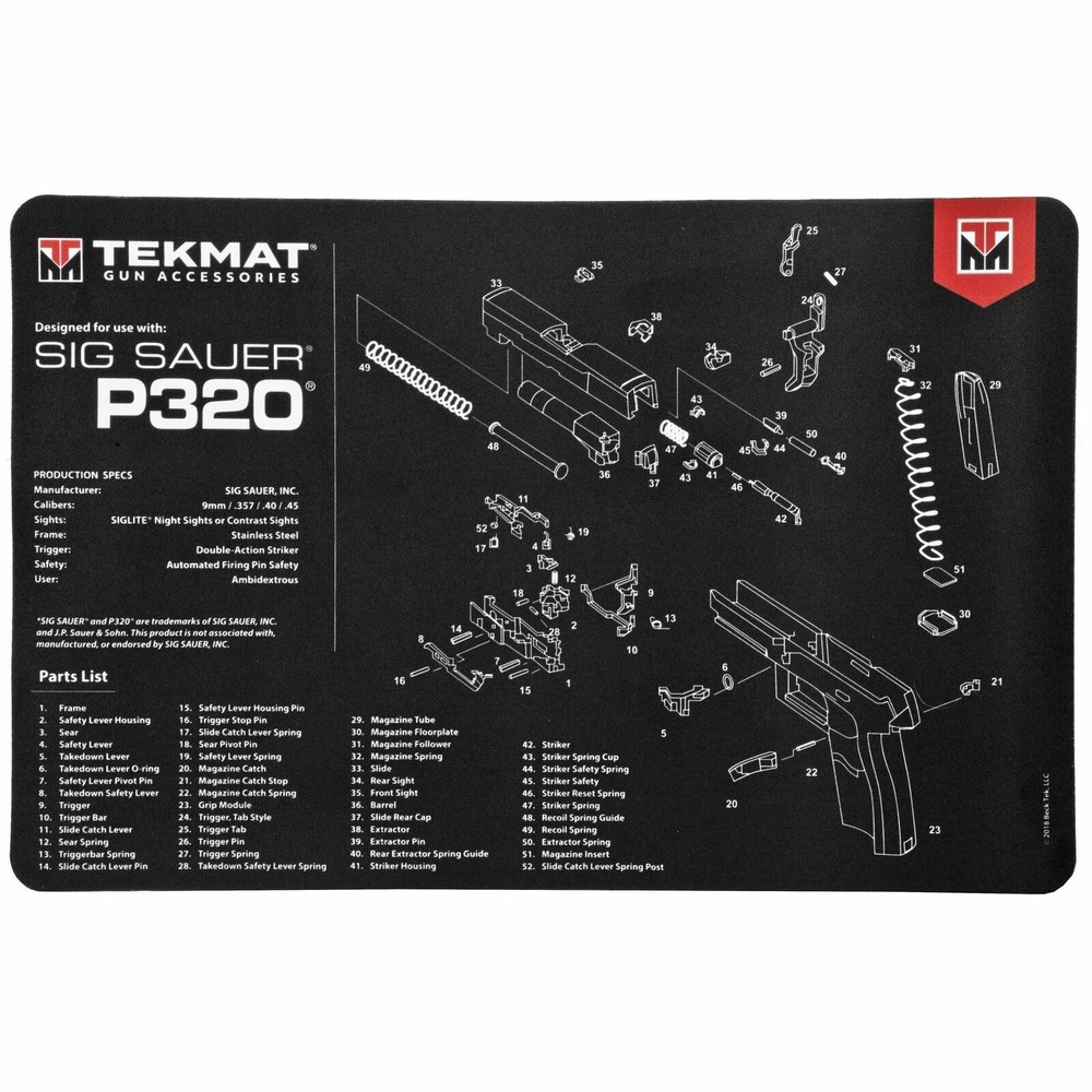 TekMat Sig P320 Pistol Mat, 11″x17″, Black – Includes Microfiber TekTowel