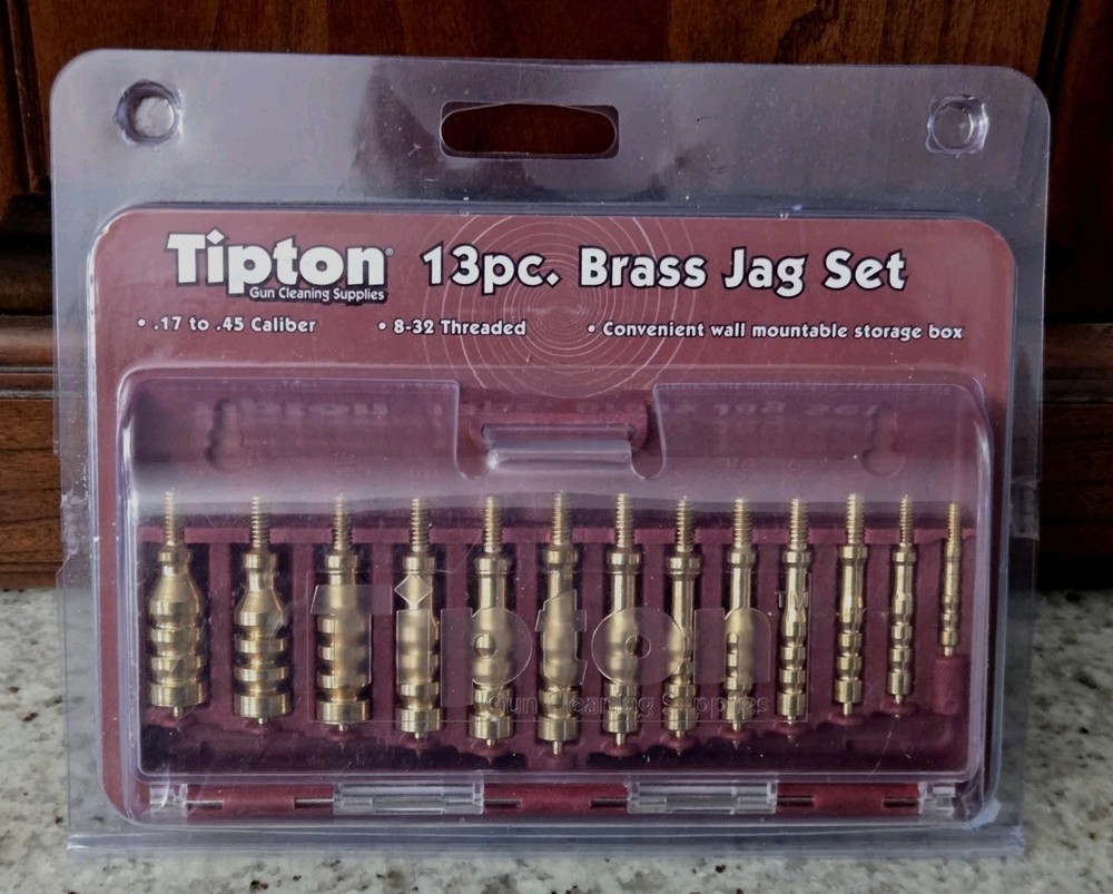 TIPTON 13-Piece Brass Jag Set /w Storage Case for Rifle Cleaning and Maintenance