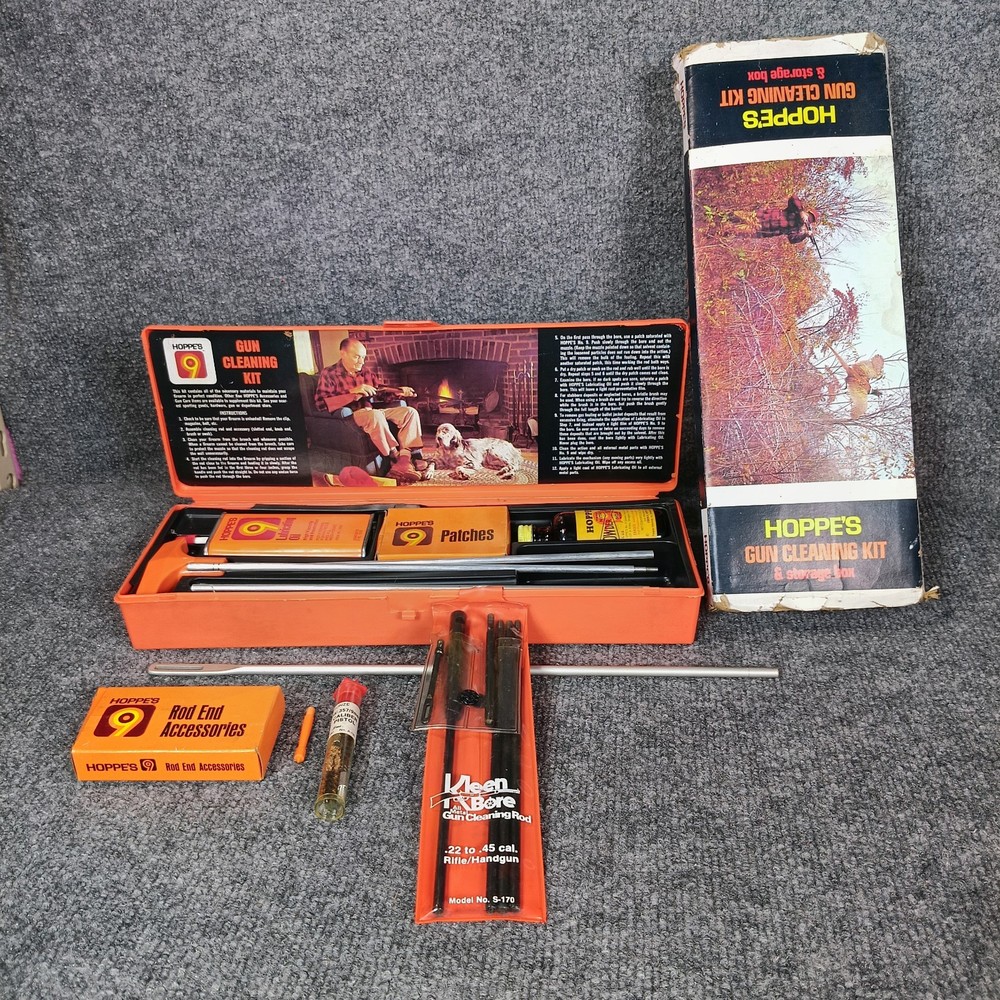 Hoppes No 9 Vintage Gun Cleaning Kit Orange Case Original Box READ