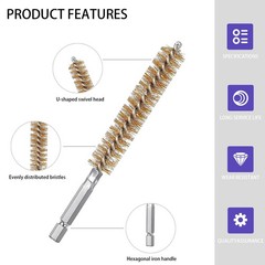 8 Pcs Brass Bore Brush Bristles Cleaning Brush with 1/4 Inch Hex Shank
