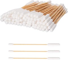 Cotton Gun Cleaning Swabs with Bamboo Handle w/ Case, Pointed & Round Tips, 6″