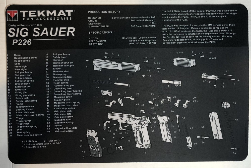 TekMat TEK-R17-SIGP226-TEK Gun Cleaning Mat 11”x17”
