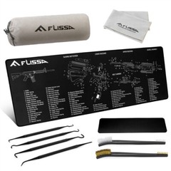 FLISSA 8PC Gun Cleaning Mat Set For Glock AR 12″x36″ Gun Cleaning Bench Non-Slip