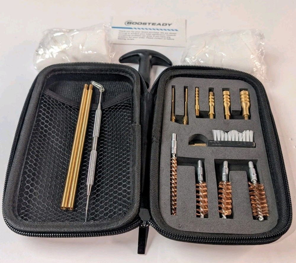 BOOSTEADY Gun Cleaning Kit w/ Case Brass Rods Brushes & Accessories