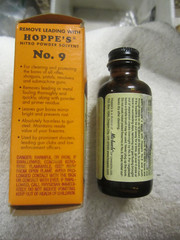 # 9 ad Hoppe’s No. 9 Nitro Powder Solvent 2 oz Bottle W/ Box,90% full VTG