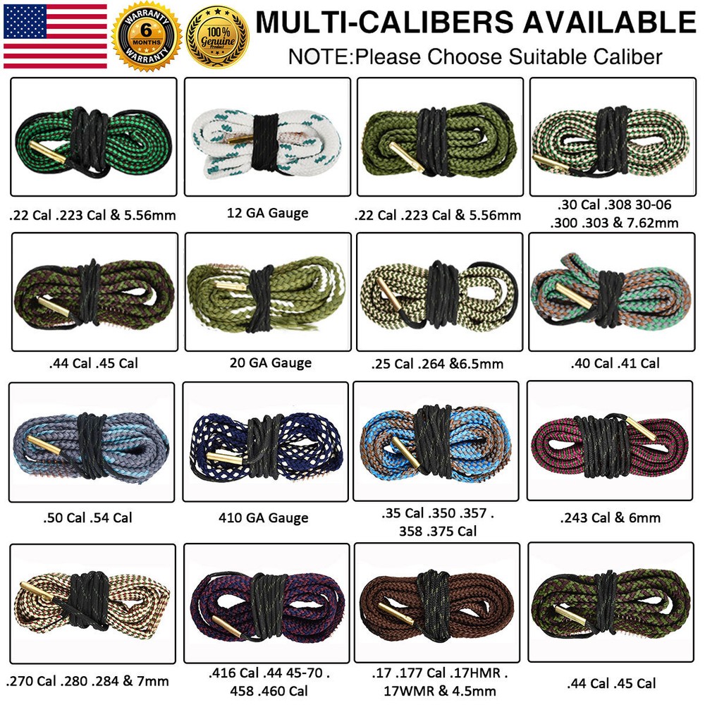 2PCS REUSABLE Bore Cleaner for Rifle Pistol Gun Bore Rope Guns Cleaning Tool Kit
