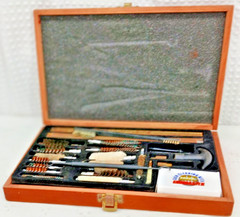 VINTAGE GUNMASTER DELUXE UNIVERSAL GUN CLEANING KIT WOODEN CASE W/ FREE SHIPPING