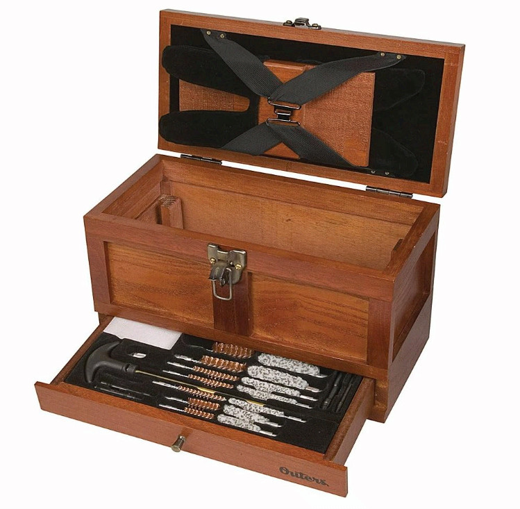 70084 25-Pc Universal Gun Cleaning Kit .22 Cal+ Wood Tool Chest