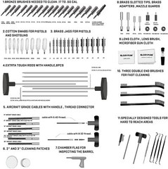 Deluxe Gun Cleaning Kit with Brass Brushes Rods and Mops 17 to 50 Calibers