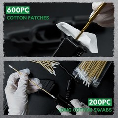 Versatile Cleaning Set: 600 Gun Cleaning Patches & 200 Multi-Use Swabs