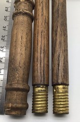 Antique Unbranded Shotgun Cleaning Rod With Brass Jig For Swab Wood & Brass 3 Pc
