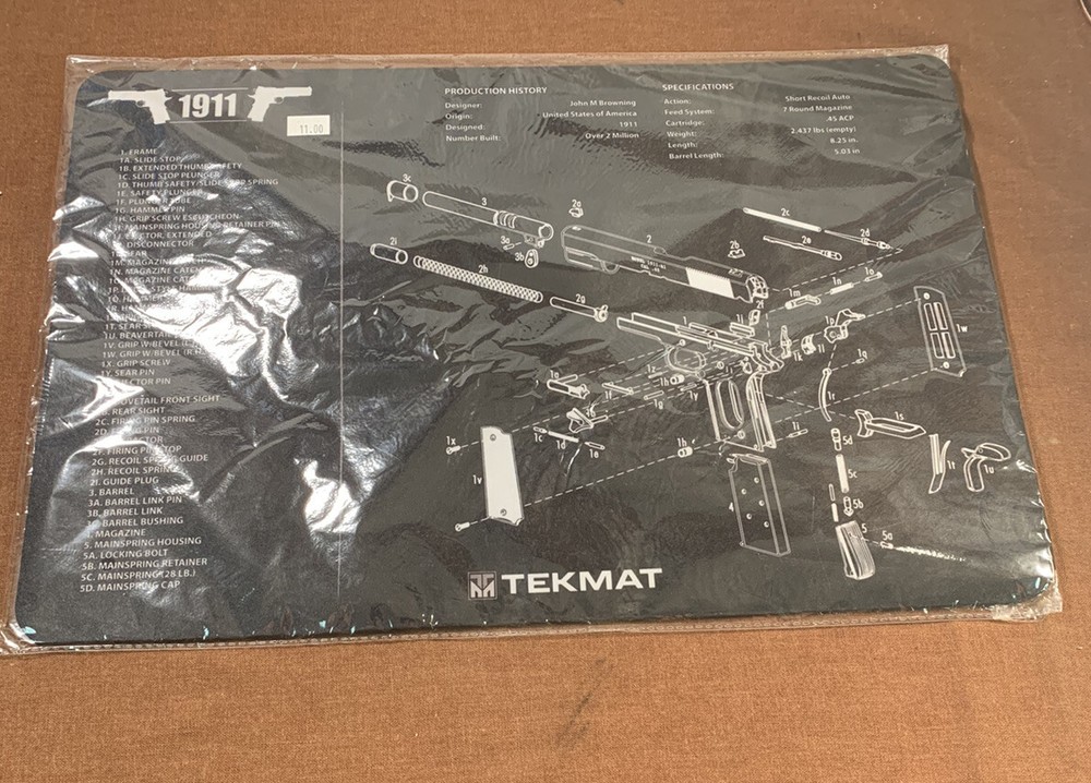 TekMat Gun Cleaning Mat for 1911 Pistol, 11″ x 17″, Black