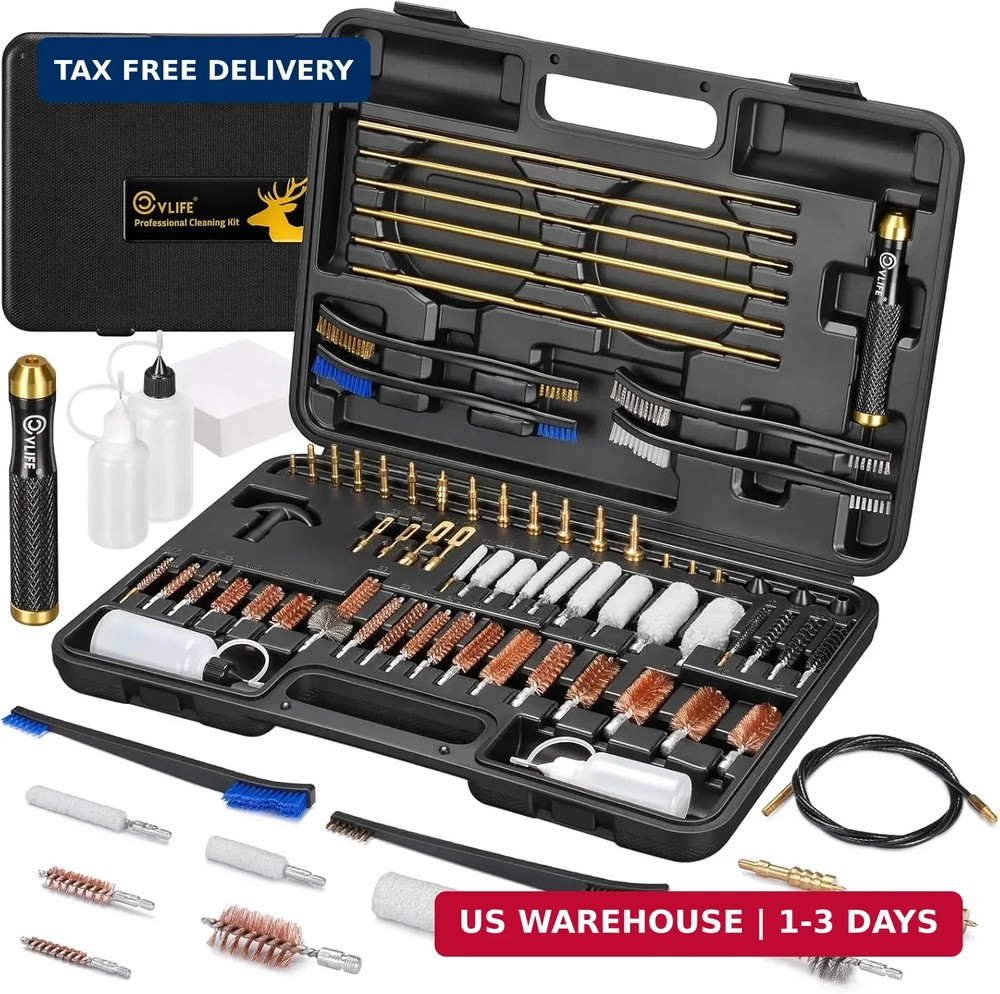 CVLIFE Gun Cleaning Kit, Rifle Cleaning Kit with Gun Cleaning Rods Brass Jags Br