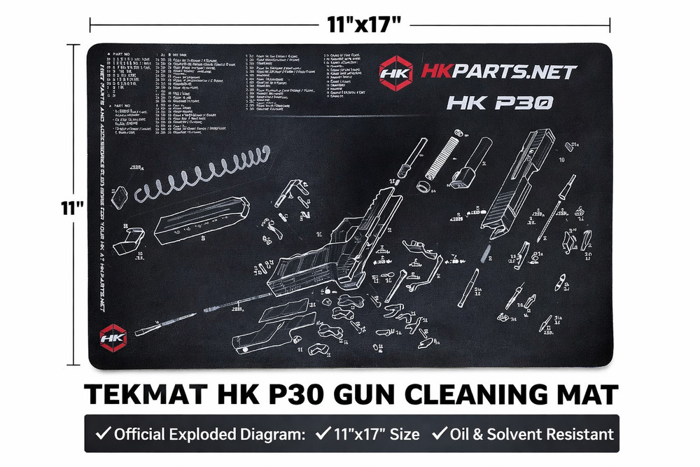 TekMat HK P30 Gun Cleaning Mat 11×17 HKParts Exploded Diagram TEK-17-P30OF-HK
