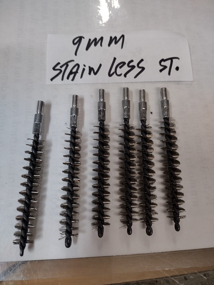 6 PCS 9MM/357/38SPL/380 CALIBER RMC STAINLESS STEEL Bristle Bore Cleaning Brush
