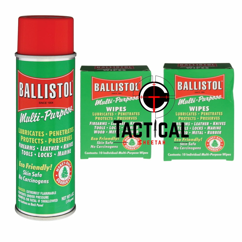 1 Can of 6 oz Spray Gun Cleaning Ballistol Multi-Purpose 20 Wipes &