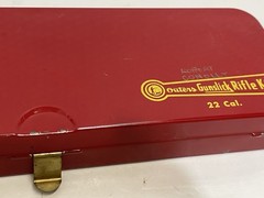 Vtg Outers Gunslick Rifle Cleaning Kit No. 477 .22 Cal In Red Metal Case