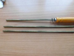 VINTAGE GUN CLEANING THREE PIECE ROD WITH WOODEN HANDLE IN EXCELLENT SHAPE ~ 39″