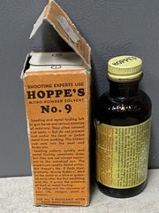 Vintage HOPPE’s No 9 Solvent GUN Cleaner BOTTLE 1/8 Full ORIGINAL BOX #3