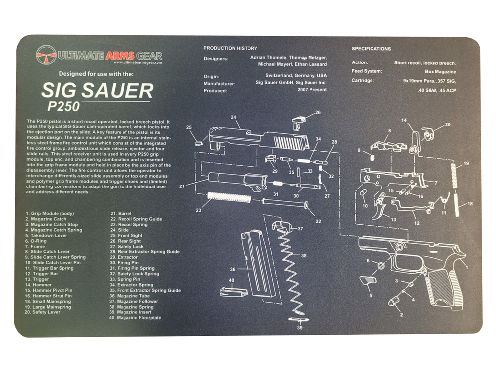 Ultimate Arms Gear Firearm Work/Cleaning Mat Compatible with Sig P250 Pistols