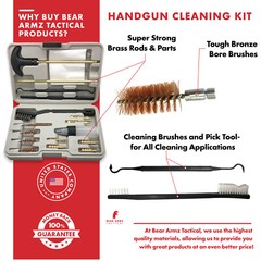 Handgun Cleaning Kit for Pistols Handguns and SBRs for Caliber .22-.45 Cal Brass