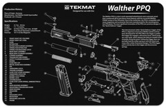 Illustrated Gun Cleaning and Repair Mat for Walther, 11″ x 17″ Neoprene Rubber