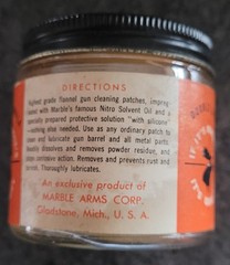 Marble’s Satchi-Patches Small Jar 714 Paper Label Marble Arms Corp Gladstone MI