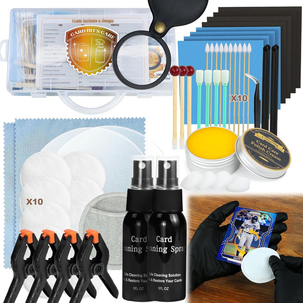 17-in-1 Card Cleaning Kit, Card Care Polishing Restoration with Plastic Case