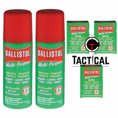 2 Cans of 1.5 oz Spray Gun Cleaning Ballistol Multi-Purpose Wipes (30 wipes) &