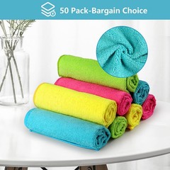 HOMEXCEL 50-Pack Microfiber Cleaning Cloths 11.5×11.5 Assorted 4-Color