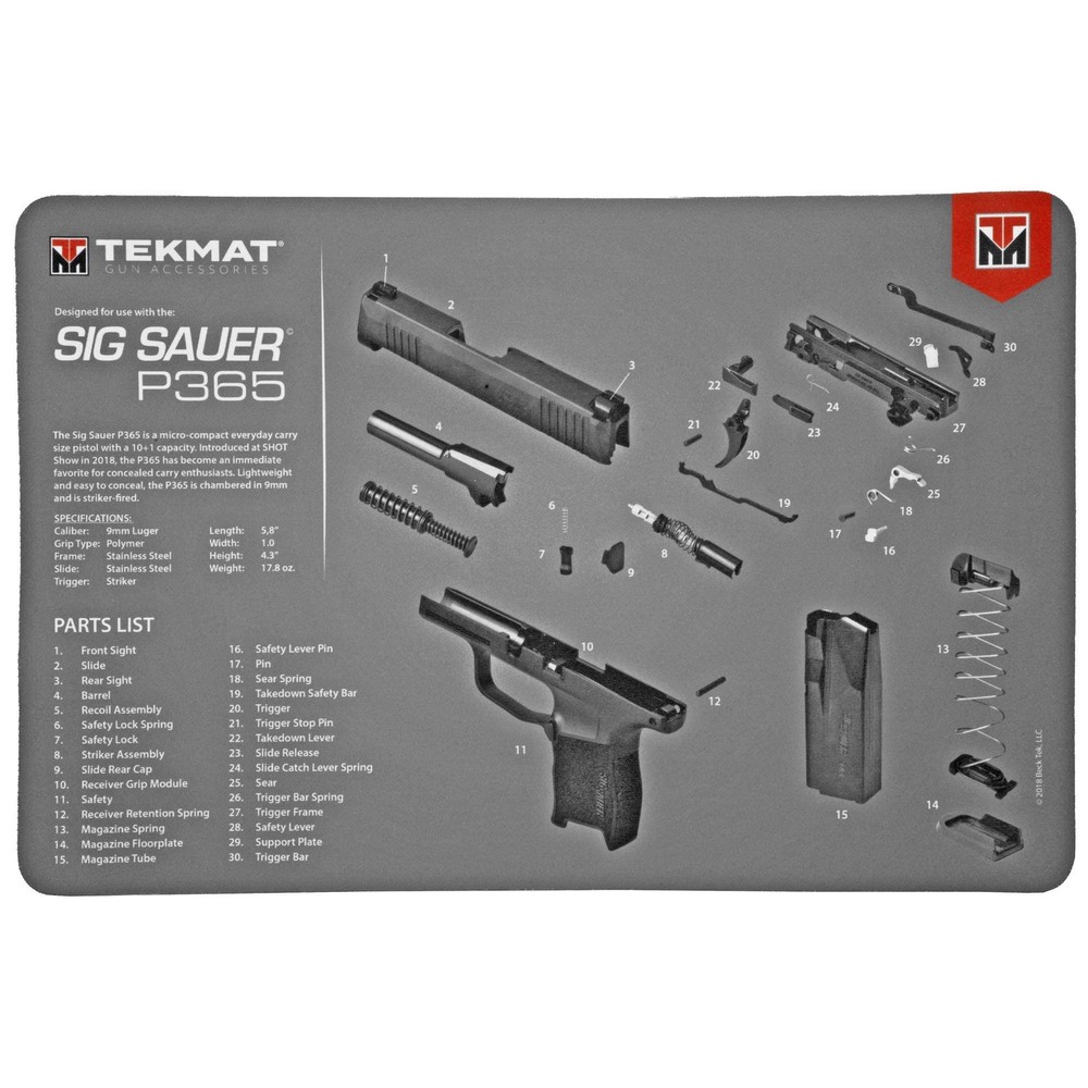 TekMat Sig Sauer P365 Gun Cleaning Mat, Black One Size,