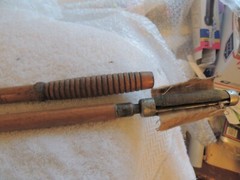 Antique Vtg. Wood & Brass 3-Pc Gun Cleaning Rod & one Solid Rod one Cleaning Tip