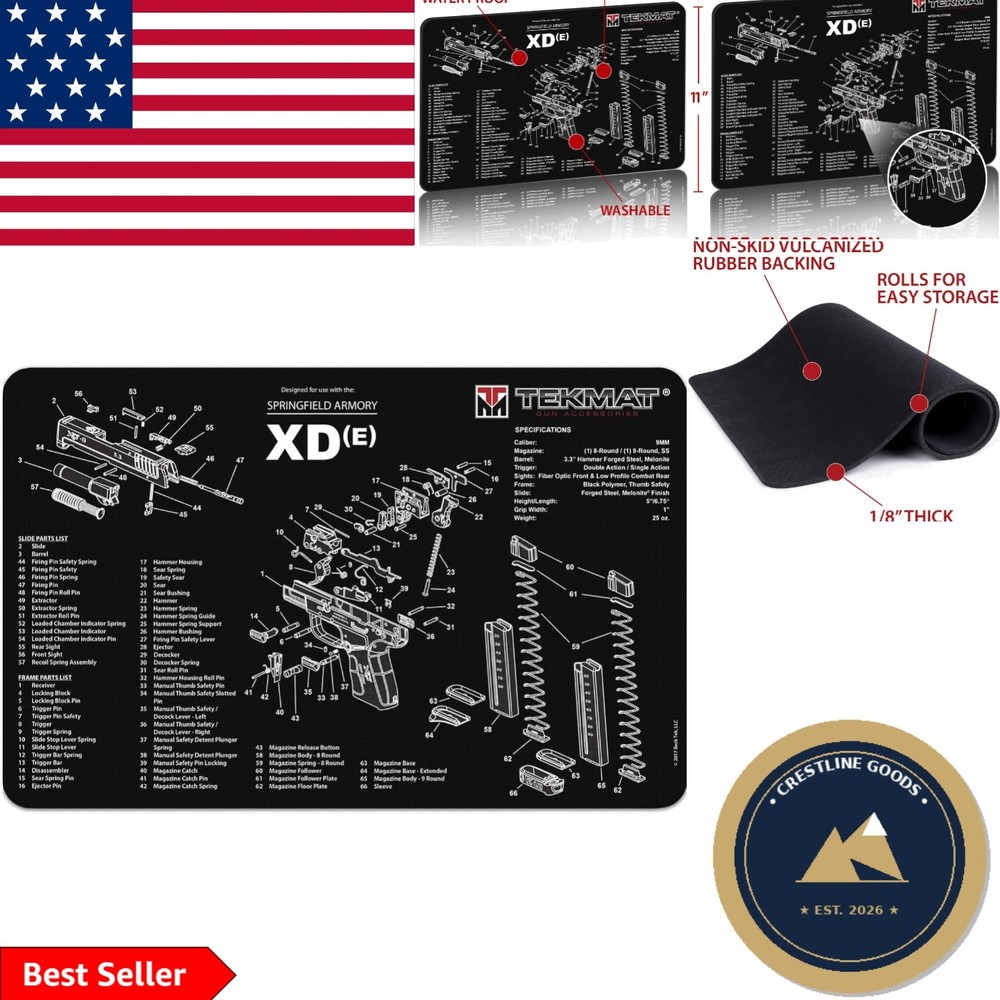 Oil Resistant Handgun Cleaning Mat – Durable 11″ x 17″ Springfield Armory Design