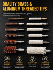 22 Cal Gun Cleaning Brush Kit,Bore Brush for Shotgun,Pistol,Rifle,Bore Mop Kit