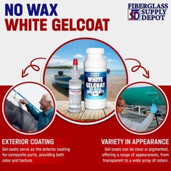 Fiberglass Supply Depot White Gelcoat Quart NO Wax 15cc Hardener MEKP