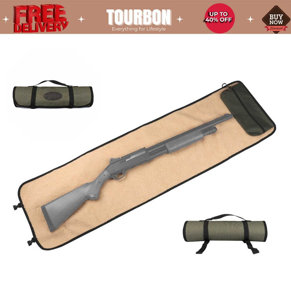 Tourbon Gun Cleaning Mat Rollup Pad Rifle Shotgun Clean Kits Pocket Fleece Lined