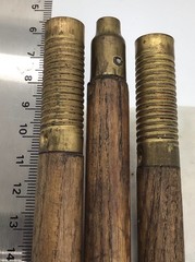 Antique Unbranded Shotgun Cleaning Rod With Brass Jig For Swab Wood & Brass 3 Pc