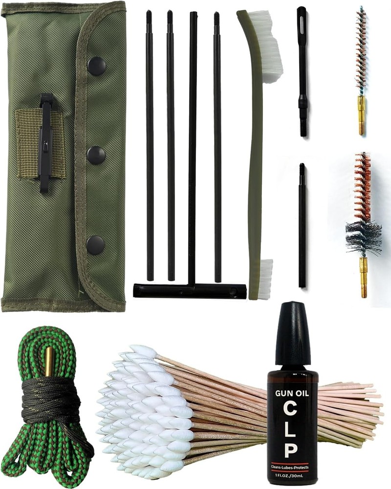 Universal Rifle Cleaning Kit, CLP,Brushes,Snakes,Tools for 5.56mm, 20-25 Caliber