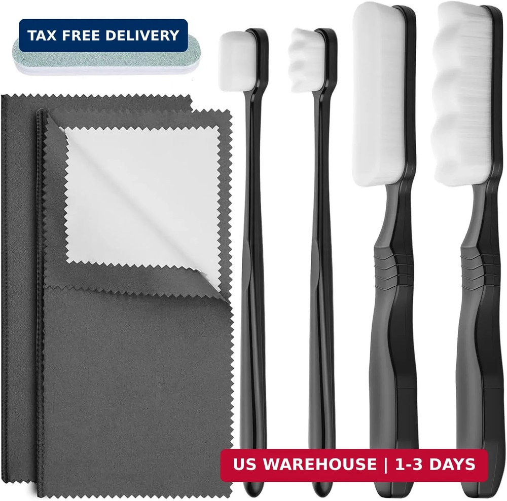 7Pcs Silver Cleaning Kit，with 4Pcs Ultra-Soft Brushes & 2Pcs Polish Cloths & 1Pc