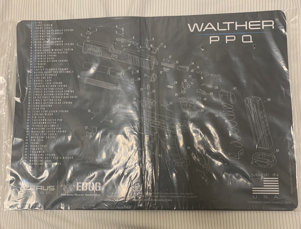 WALTHER PPQ SCHEMATIC HANDGUN PROMAT – GRAY – Cerus Gear