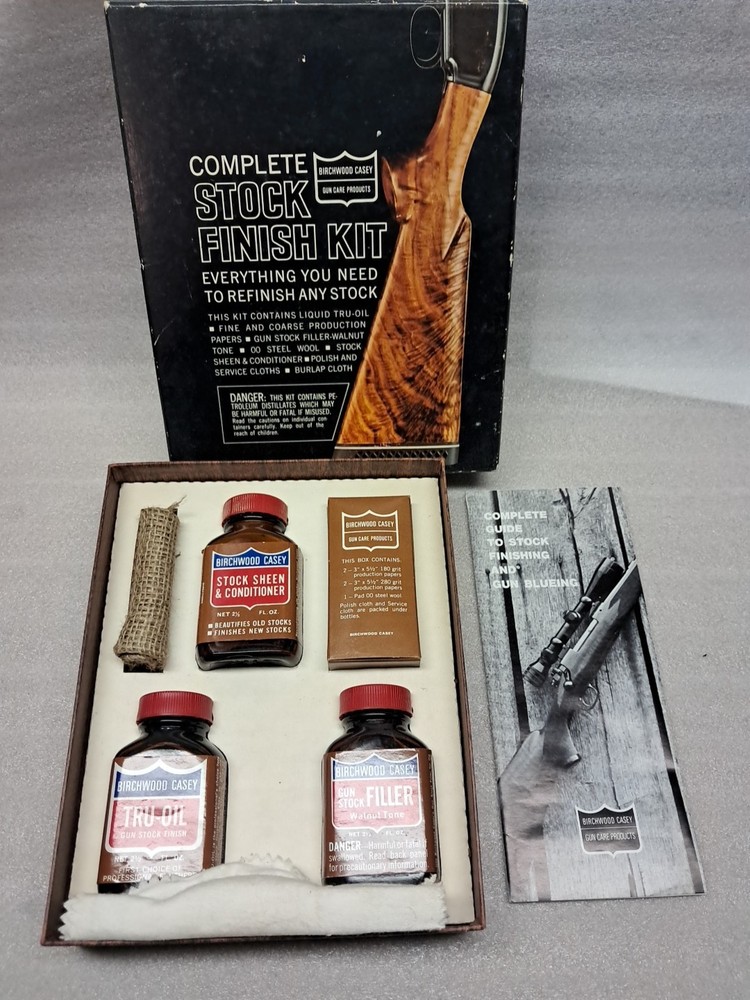 Vintage Birchwood Casey Stock Finish Kit Custom Tru-Oil Walnut Tone Filler