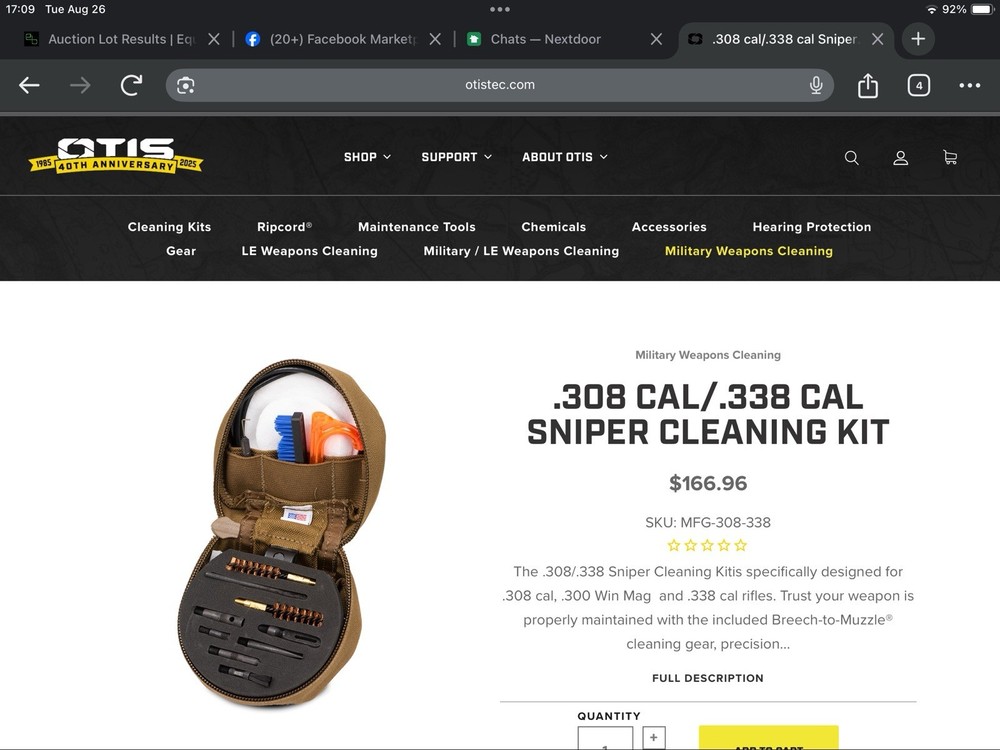OTIS .308 CAL/.338 CAL SNIPER CLEANING KIT- FDE Color