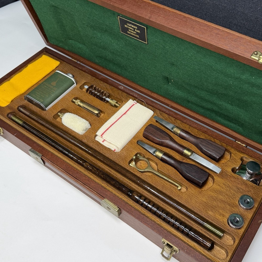 Vintage Lightwood Field Sports Shotgun Cleaning Materials Kit England