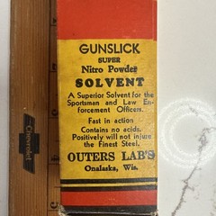 Vintage Outers Labs Gunslick Solvent Bottle And Box. New Unopened