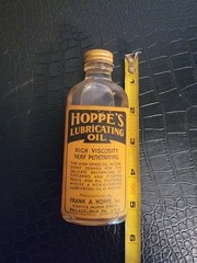 HOPPE’S Vintage glass bottle of Lubricating Oil. New never opened