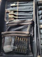 GUN CLEANING LOT: Bore Cleaning, Oils, Tools, Cloths, Firearms As Shown