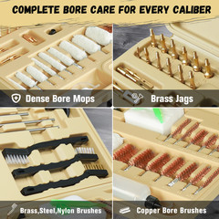 Universal Cleaning Kit 108 Psc for Brushes for Pistol,Shotgun,rifle with Case